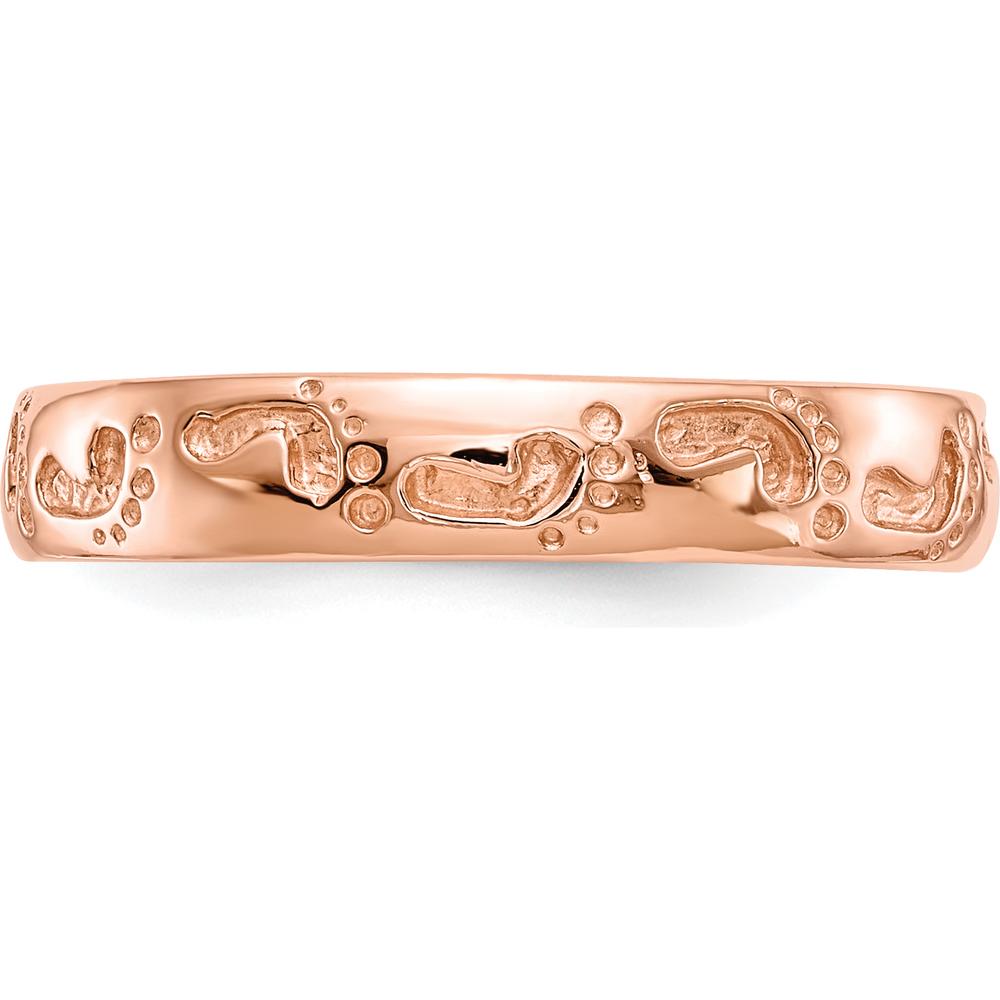14K Rose Gold Footprints Ring - 4mm Themed Band by Oro Pregiato