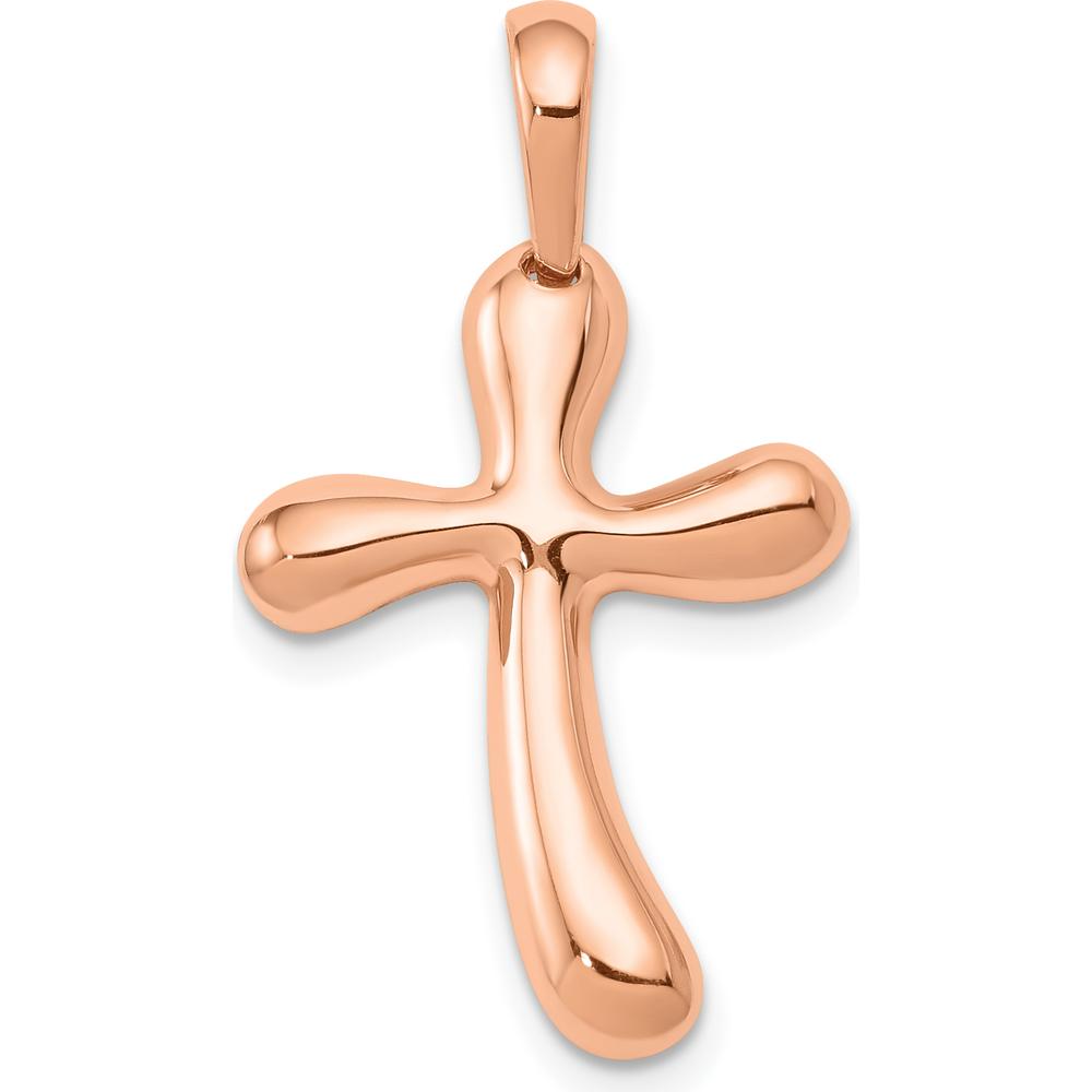 14K Rose Gold Freeform Cross Pendant - 29mm Length, 15mm Width by Oro Pregiato