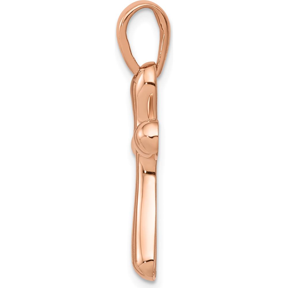 14K Rose Gold Freeform Cross Pendant - 29mm Length, 15mm Width by Oro Pregiato
