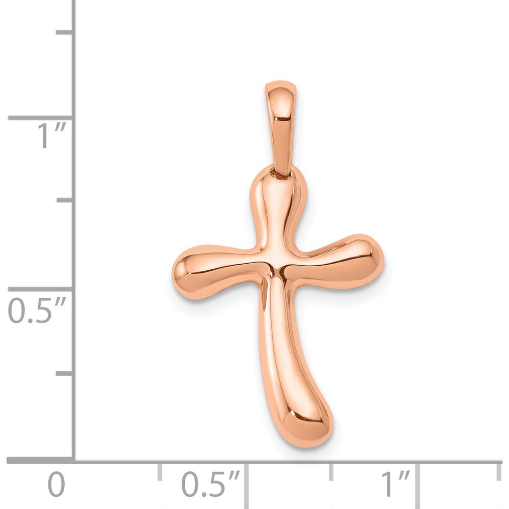 14K Rose Gold Freeform Cross Pendant - 29mm Length, 15mm Width by Oro Pregiato