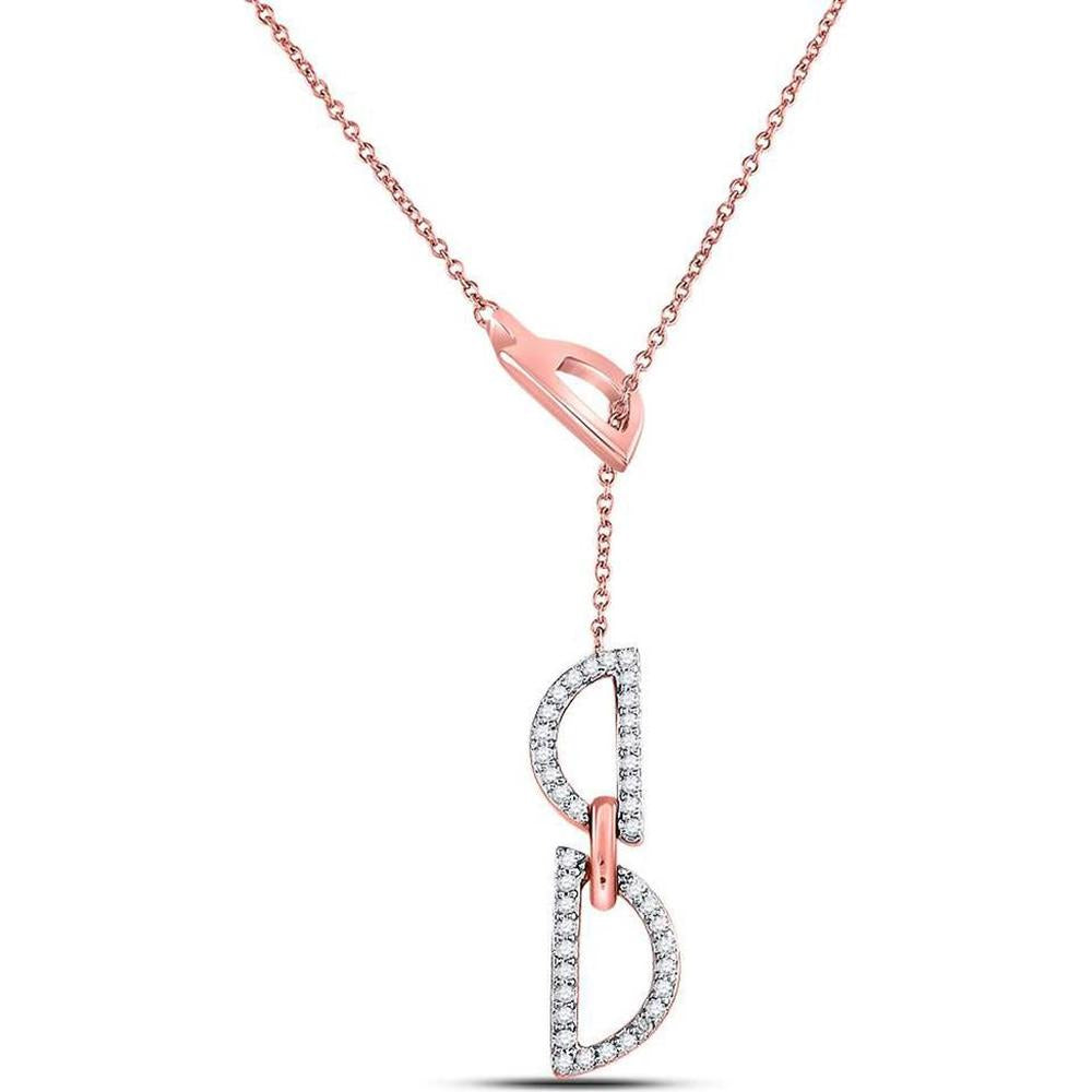 14K Rose Gold Geometric Pendant Necklace with Round Diamonds - 1/6 Carat Total Diamond Weight