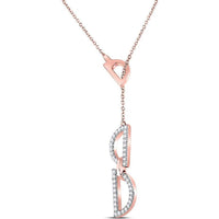 14K Rose Gold Geometric Pendant Necklace with Round Diamonds - 1/6 Carat Total Diamond Weight