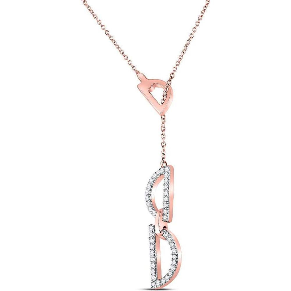 14K Rose Gold Geometric Pendant Necklace with Round Diamonds - 1/6 Carat Total Diamond Weight