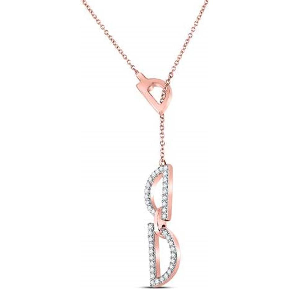 14K Rose Gold Geometric Pendant Necklace with Round Diamonds - 1/6 Carat Total Diamond Weight