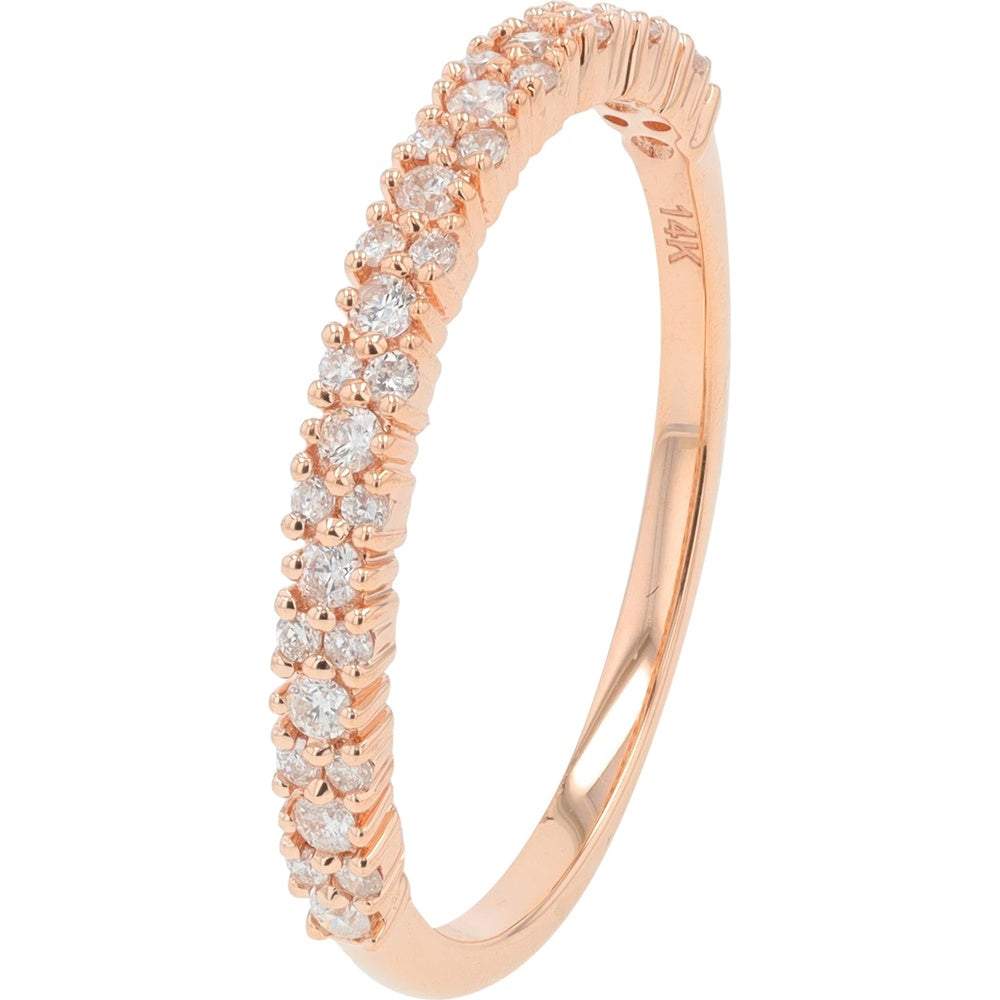 14K Rose Gold Half-Eternity Band with Prong-Set Round Diamonds - 0.25 Carat Total Diamond Weight