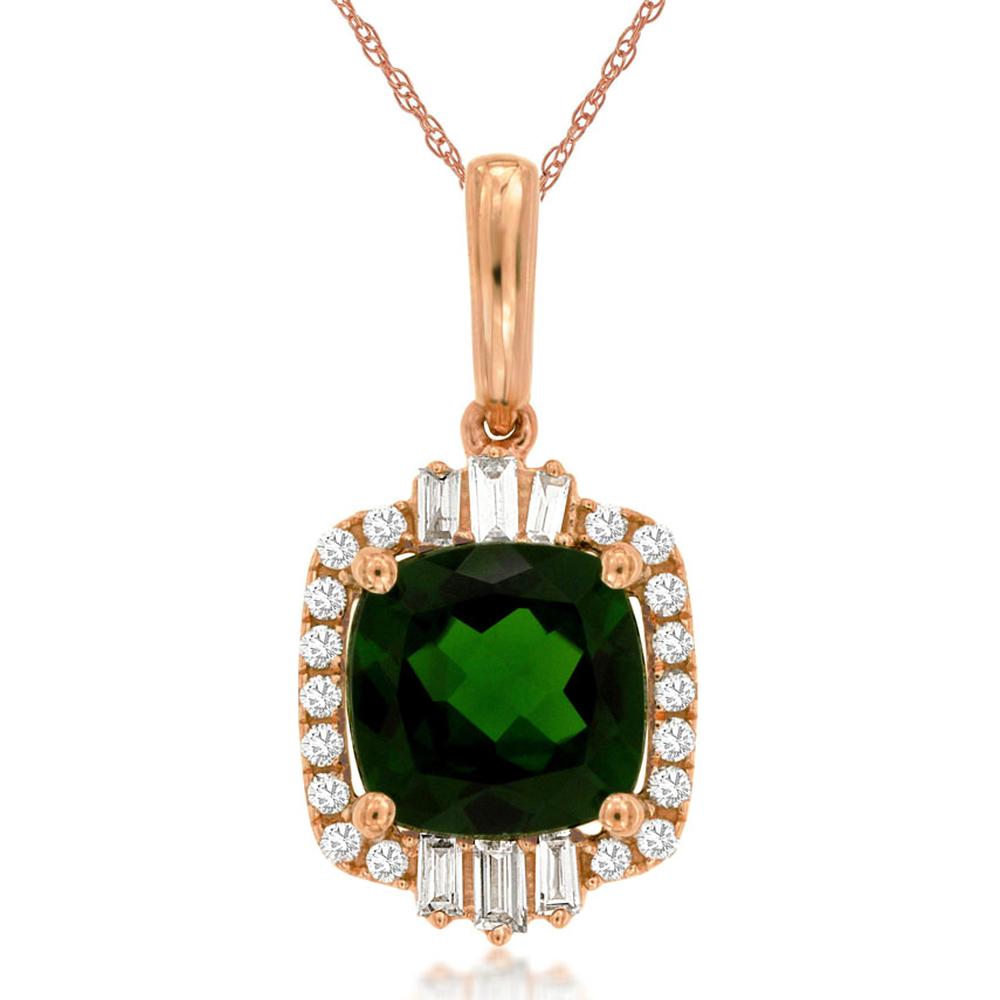 14K Rose Gold Halo Pendant with 2.15 Carat Cushion Cut Russalite and 0.18 Carat Mixed Cut Diamond Accents - Royal Jewelry