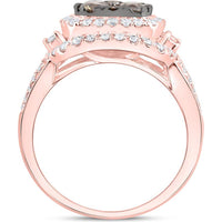 14K Rose Gold Halo Ring with 1.10 Carat Round Brown Diamonds and 0.91 Carat G-H Round Diamonds - 2.01 Carat Total Diamond Weight