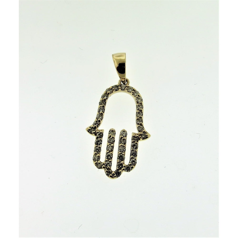 14K Rose Gold Hamsa Pendant with Prong-Set Round Diamonds - 0.39 Carat Total Diamond Weight by Auriventus