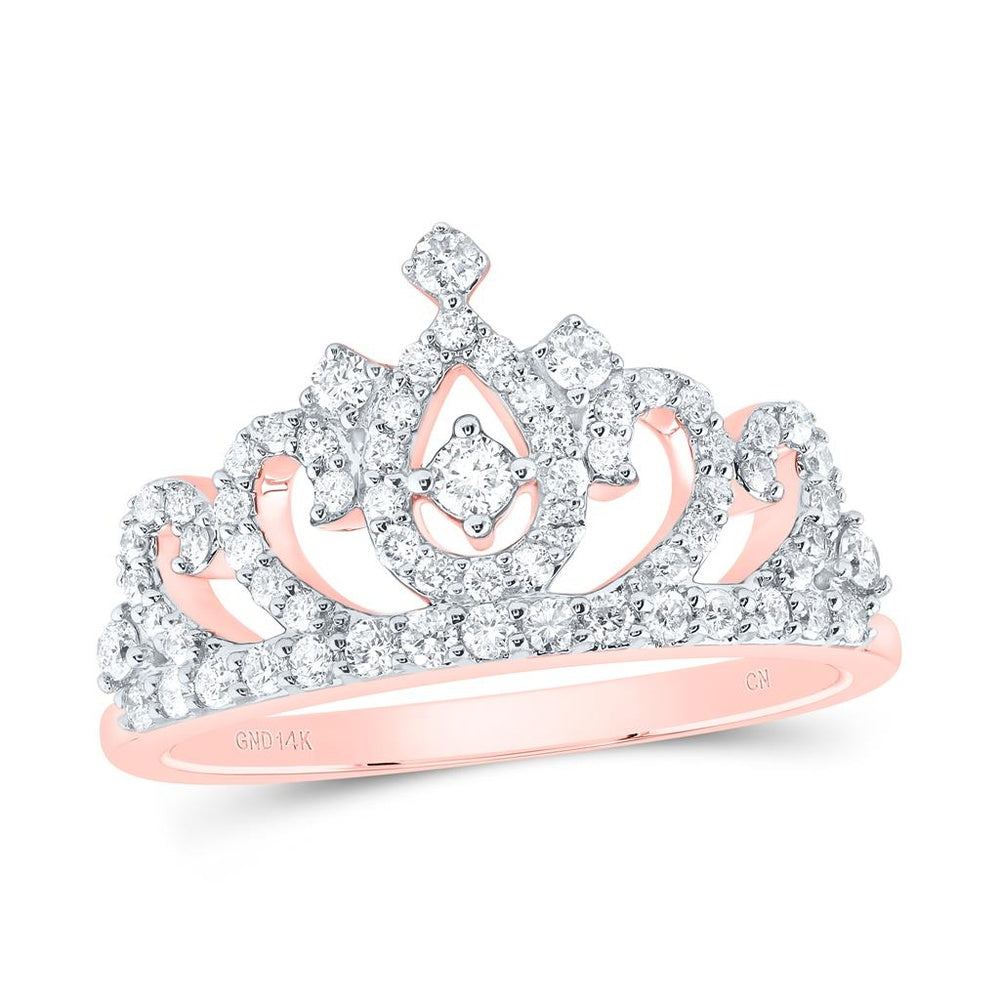 14K Rose Gold Heart Diamond Ring - 1/2 Carat Total Diamond Weight