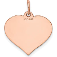14K Rose Gold Heart Disc Charm Pendant - Personalized, Polished Finish by Oro Pregiato