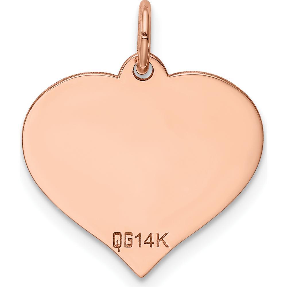 14K Rose Gold Heart Disc Charm Pendant - Polished Finish, Customizable by Oro Pregiato