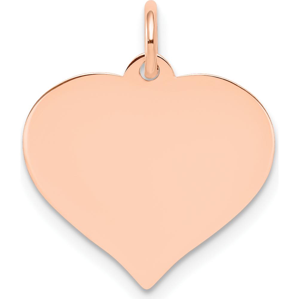 14K Rose Gold Heart Disc Charm Pendant - Polished Finish, Personalized Option by Oro Pregiato