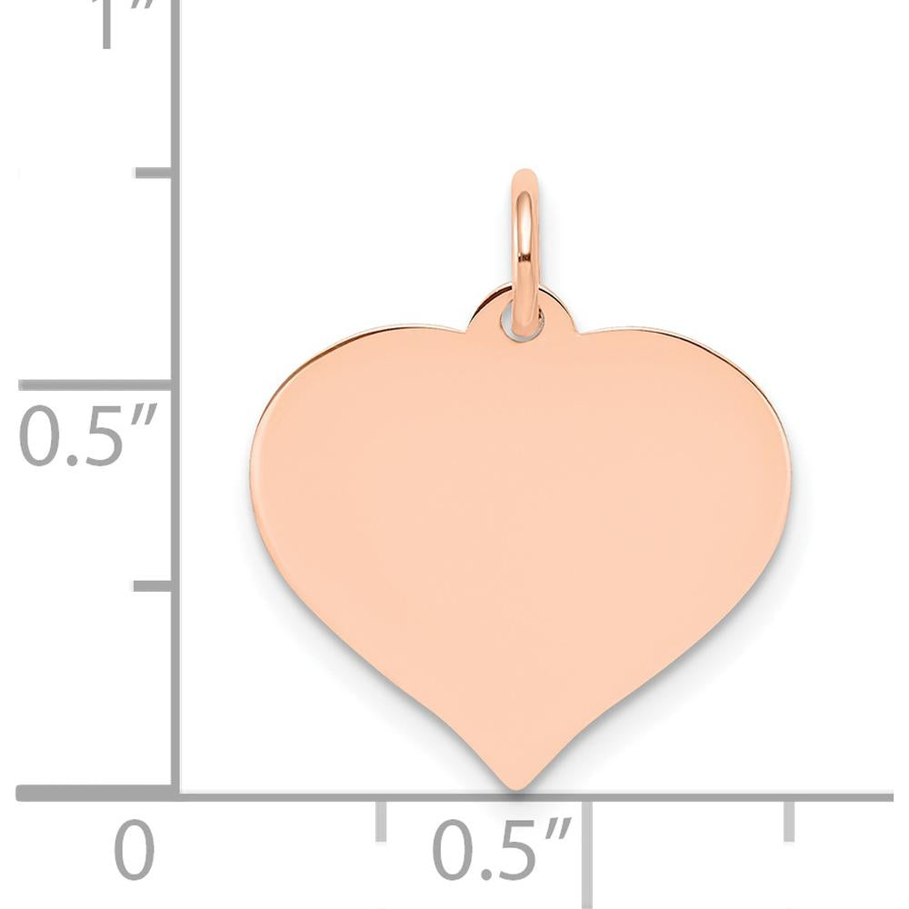14K Rose Gold Heart Disc Charm Pendant - Polished Finish, Personalized Option by Oro Pregiato
