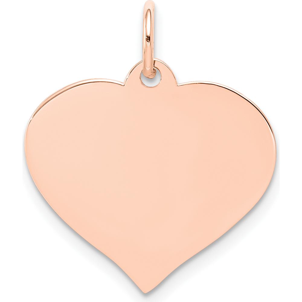 14K Rose Gold Heart Disc Charm - Personalized Polished Pendant by Oro Pregiato