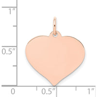14K Rose Gold Heart Disc Charm - Personalized Polished Pendant by Oro Pregiato