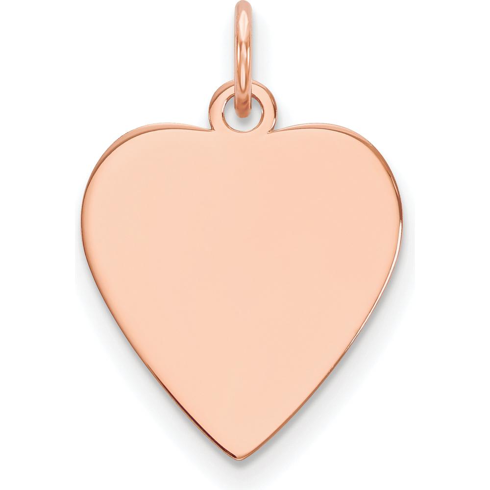 14K Rose Gold Heart Engravable Disc Charm - Personalizable Pendant by Oro Pregiato