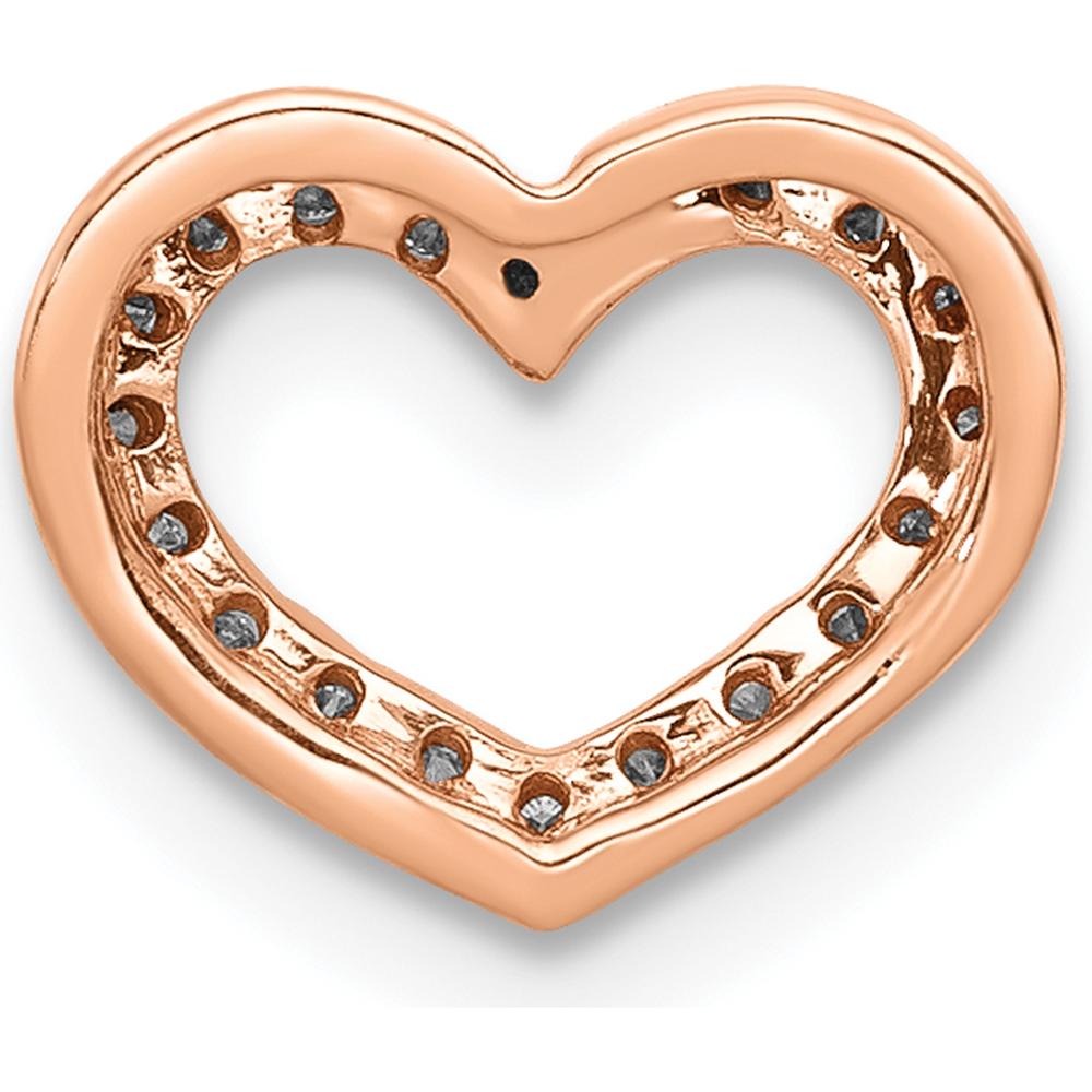 14K Rose Gold Heart Pendant with 0.004 Carat Round Diamonds - Diamond Slide Charm by Monteluci Fine Jewelry
