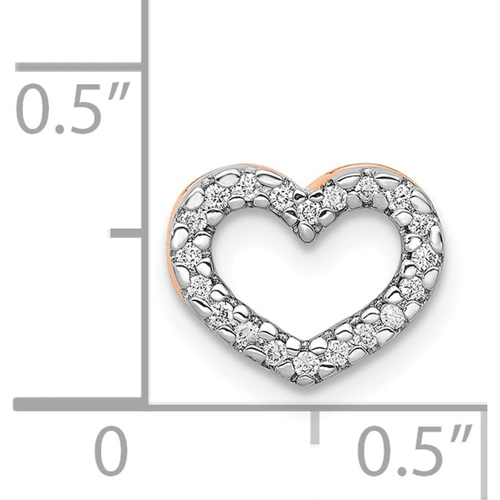 14K Rose Gold Heart Pendant with 0.004 Carat Round Diamonds - Diamond Slide Charm by Monteluci Fine Jewelry