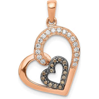 14K Rose Gold Heart Pendant with Champagne and White Round Cut Diamonds - 0.13 Carat Total Diamond Weight by Monteluci Fine Jewelry