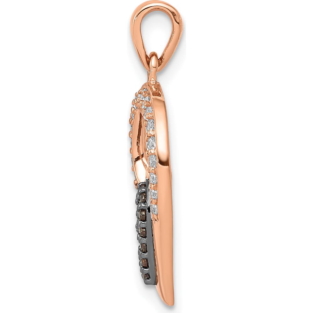 14K Rose Gold Heart Pendant with Champagne and White Round Cut Diamonds - 0.13 Carat Total Diamond Weight by Monteluci Fine Jewelry