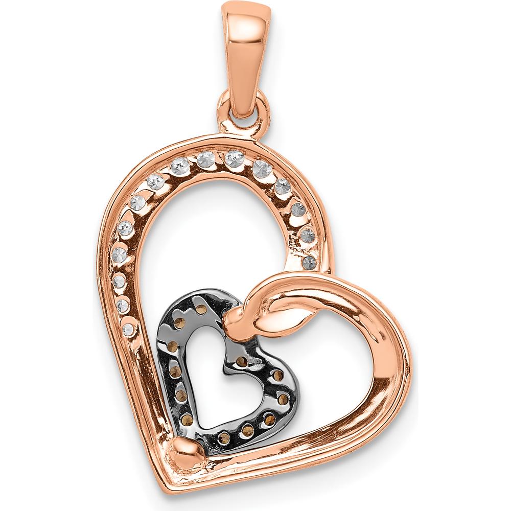 14K Rose Gold Heart Pendant with Champagne and White Round Cut Diamonds - 0.13 Carat Total Diamond Weight by Monteluci Fine Jewelry