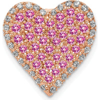 14K Rose Gold Heart Pendant with Diamond and Lab-Created Pink Sapphire Accents by Lumare Gioia