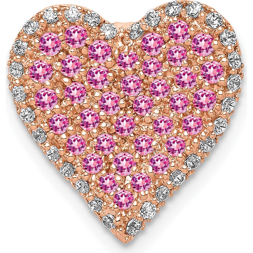 14K Rose Gold Heart Pendant with Diamond and Lab-Created Pink Sapphire Accents by Lumare Gioia