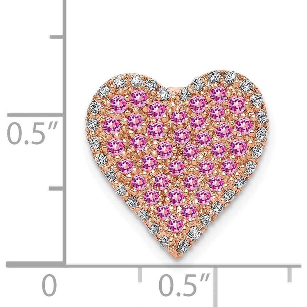 14K Rose Gold Heart Pendant with Diamond and Lab-Created Pink Sapphire Accents by Lumare Gioia