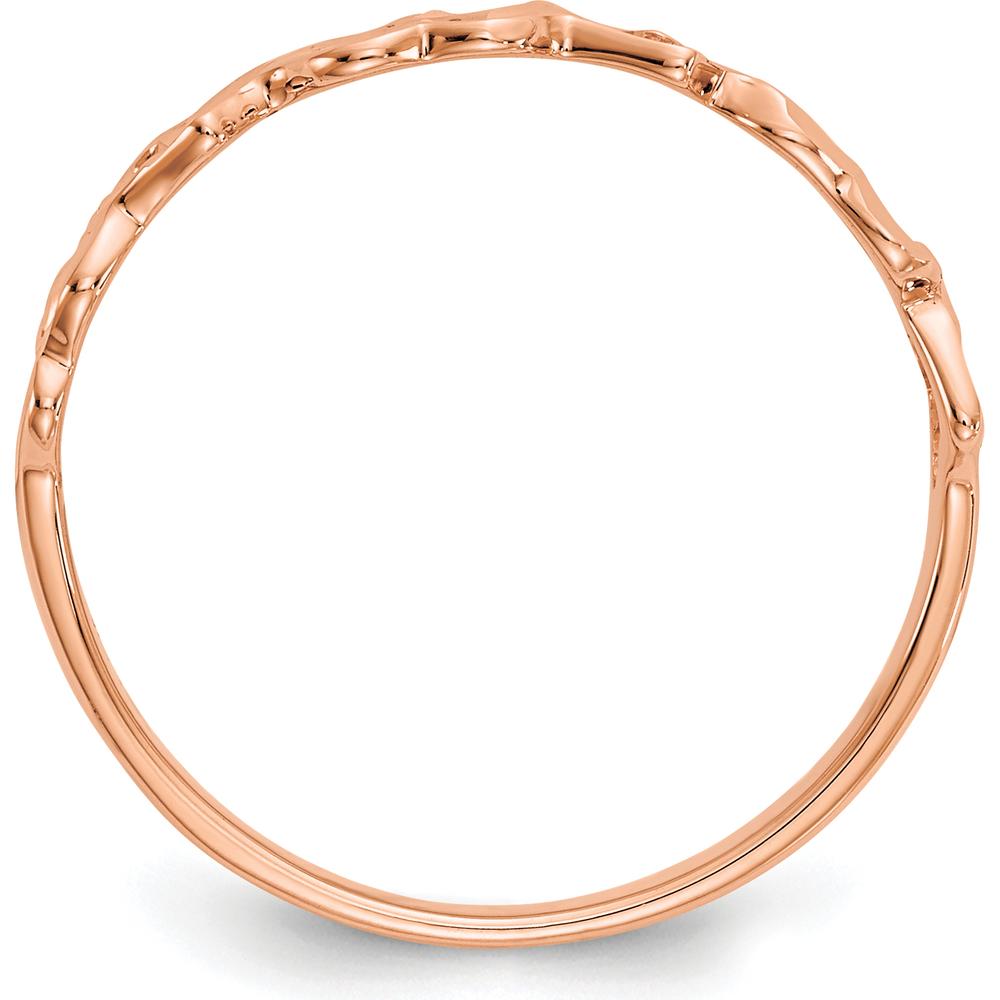 14K Rose Gold Heart Ring with Diamond-Cut Texture and Polished Finish by Oro Pregiato