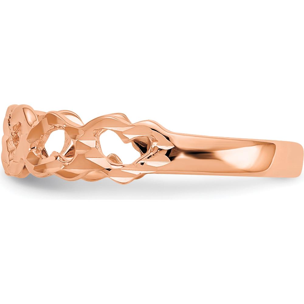 14K Rose Gold Heart Ring with Diamond-Cut Texture and Polished Finish by Oro Pregiato