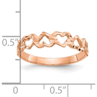 14K Rose Gold Heart Ring with Diamond-Cut Texture and Polished Finish by Oro Pregiato