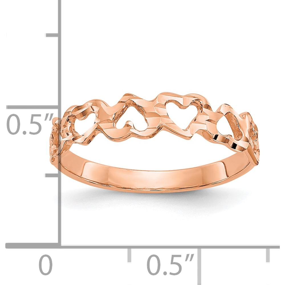 14K Rose Gold Heart Ring with Diamond-Cut Texture and Polished Finish by Oro Pregiato