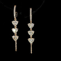 14K Rose Gold Heart Shape Hanging Earrings with Prong Set Lab Diamonds - 3.22 Carat Total Diamond Weight - Covaloro Fine Jewelry