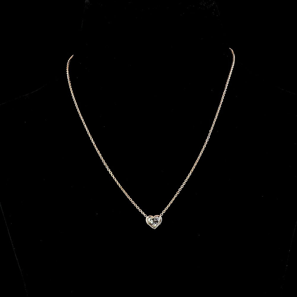 14K Rose Gold Heart Shaped Lab Grown Diamond Solitaire Pendant - 1.57 Carat Total Weight, E-F Color, VVS2 Clarity, Bezel Setting - Covaloro Fine Jewelry