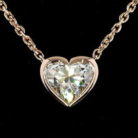 14K Rose Gold Heart Shaped Lab Grown Diamond Solitaire Pendant - 1.57 Carat Total Weight, E-F Color, VVS2 Clarity, Bezel Setting - Covaloro Fine Jewelry