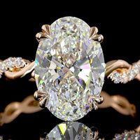 14K Rose Gold Hidden Halo Engagement Ring with 3.10 Carat Oval Lab Diamond and 0.23 Carat Accent Stones - IGI Certified E VVS2 - 3.33 Total Carat Weight - Covaloro Fine Jewelry