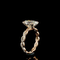 14K Rose Gold Hidden Halo Engagement Ring with 3.10 Carat Oval Lab Diamond and 0.23 Carat Accent Stones - IGI Certified E VVS2 - 3.33 Total Carat Weight - Covaloro Fine Jewelry