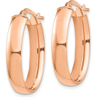 14K Rose Gold High Polished 5mm Oval Hoop Earrings - 25.35mm Length by 0