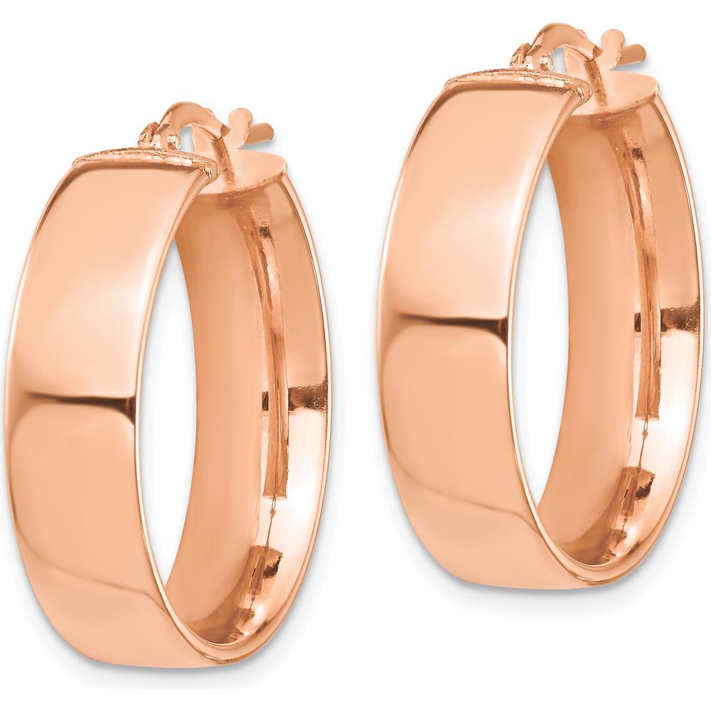 14K Rose Gold High Polished 7mm Hoop Earrings - Classic & Elegant Design by 0