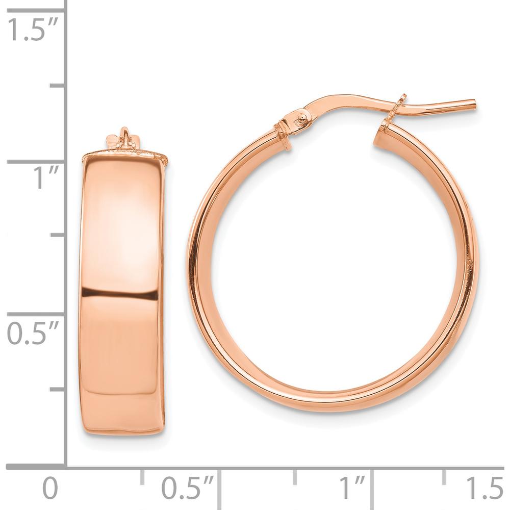 14K Rose Gold High Polished 7mm Hoop Earrings - Classic & Elegant Design by 0