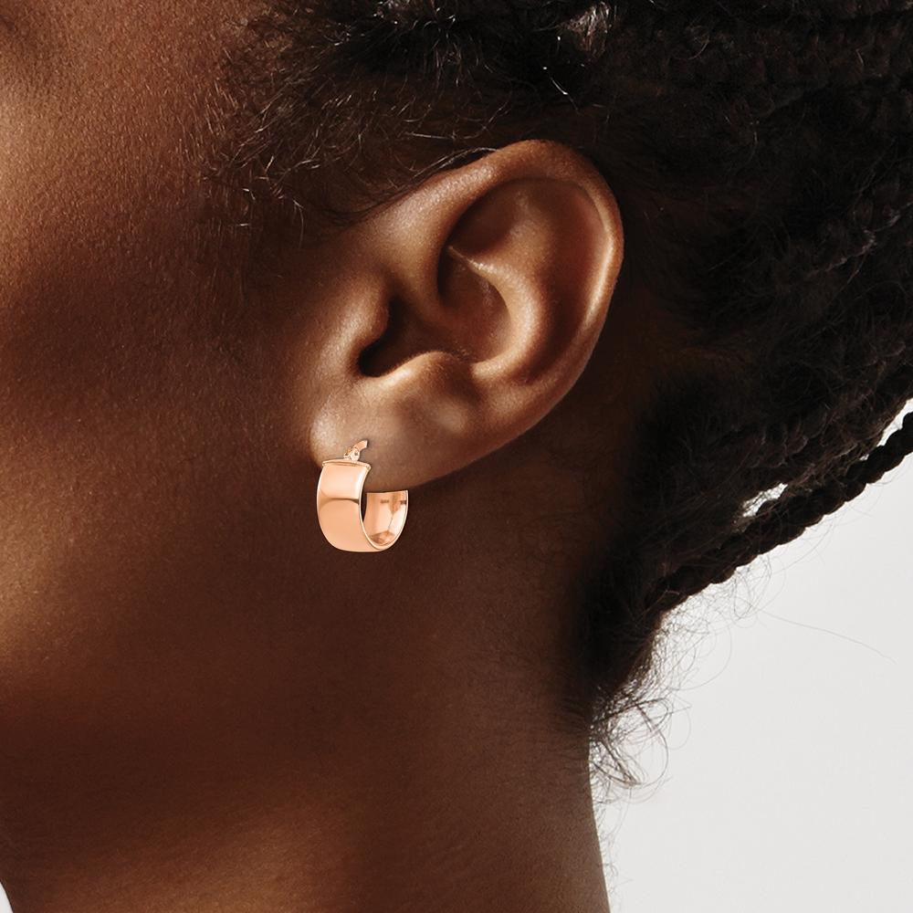 14K Rose Gold High Polished 7mm Hoop Earrings by 0