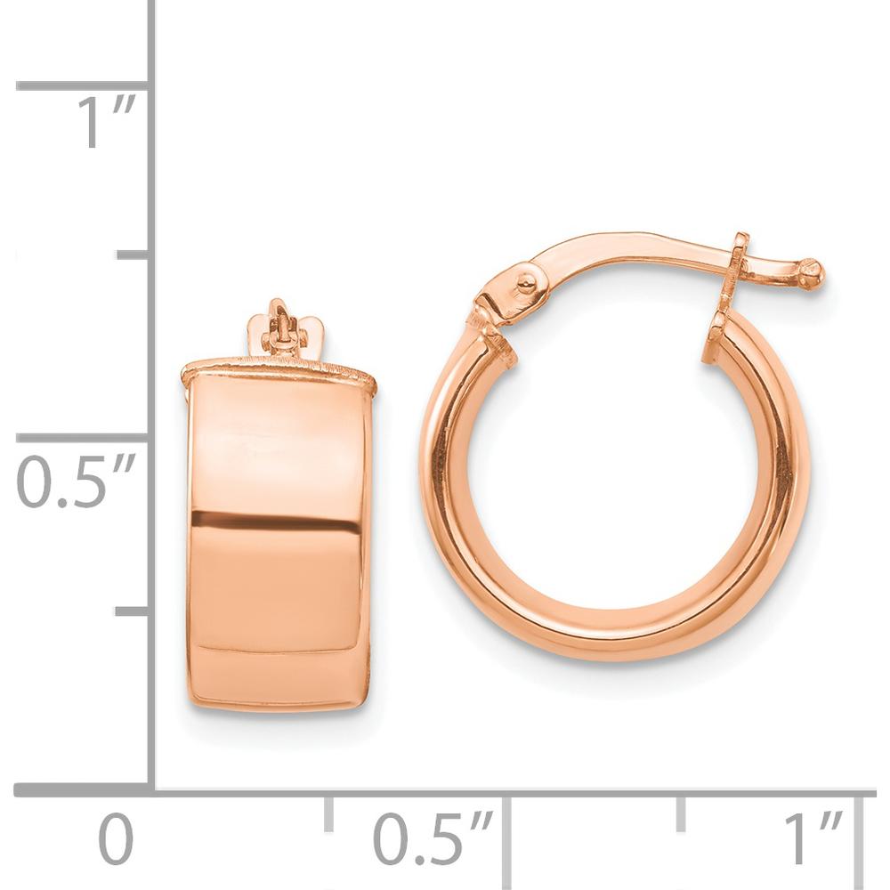 14K Rose Gold High Polished 7mm Hoop Earrings by 0