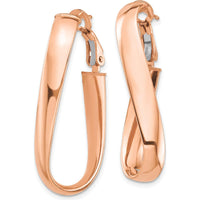 14K Rose Gold High Polished Wavy Oval Omega Back Hoop Earrings - 35.37mm Length by Oro Pregiato
