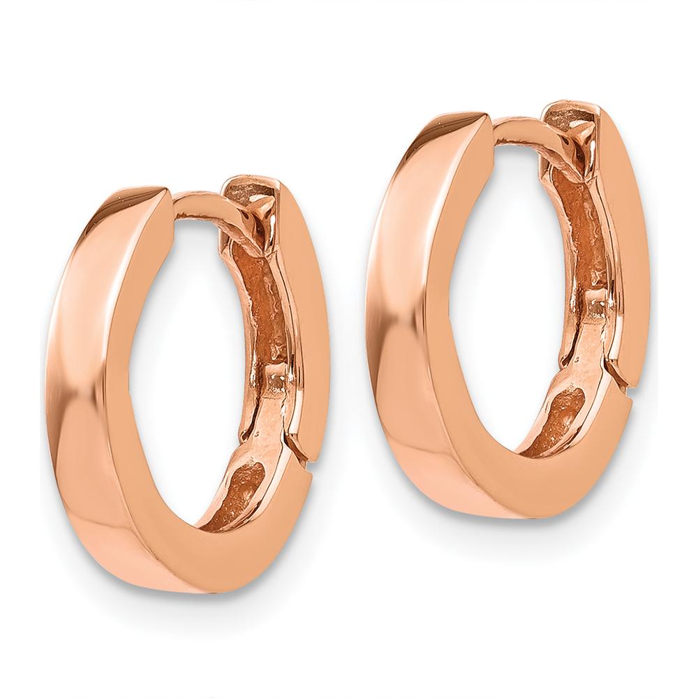 14K Rose Gold Hinged Hoop Earrings - 9mm Length, 2.5mm Width by 0