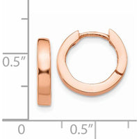 14K Rose Gold Hinged Hoop Earrings - 9mm Length, 2.5mm Width by 0