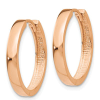 14K Rose Gold Hinged Hoop Earrings - Polished Finish, 15mm Length by 0