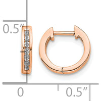 14K Rose Gold Hinged Hoop Earrings with 14 Round Diamonds - 0.01 Carat Total Diamond Weight by Monteluci Fine Jewelry