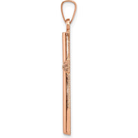 14K Rose Gold Hollow Cross Pendant with Brushed and Polished Finish - 32.47mm Length by Oro Pregiato