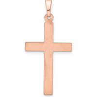 14K Rose Gold Hollow Cross Pendant with Brushed and Polished Finish - 32.47mm Length by Oro Pregiato