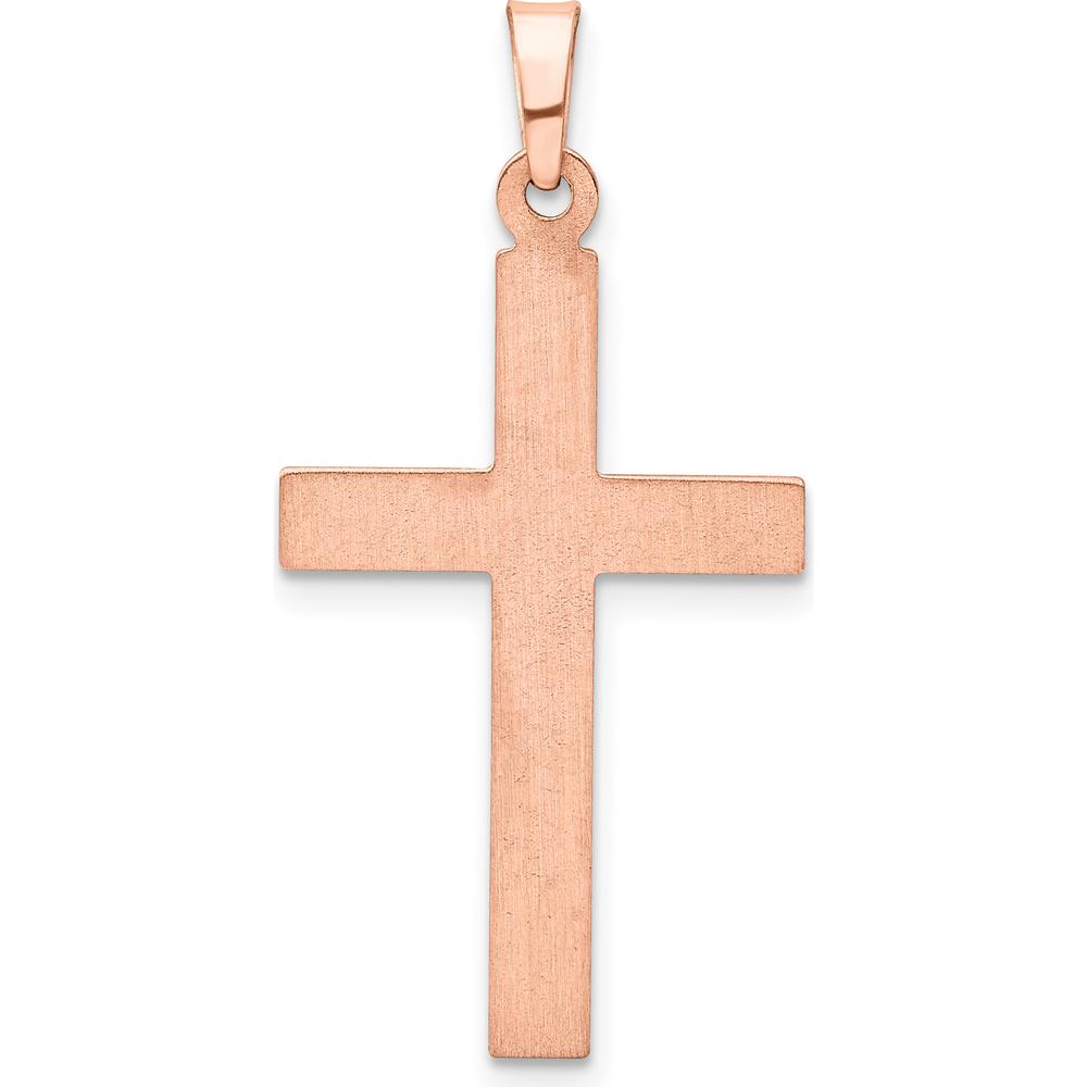 14K Rose Gold Hollow Cross Pendant with Brushed and Polished Finish - 32.47mm Length by Oro Pregiato